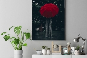 Piros esernyő üvegkép