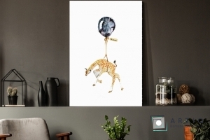 Zsiráf léggömbbel üvegkép